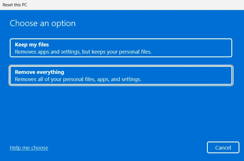 Reset Windows 11 PC