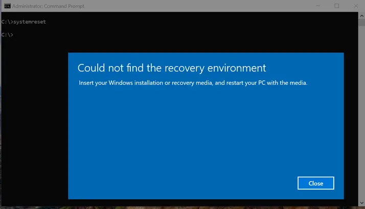 Windows 10 Recovery Environment WinRE