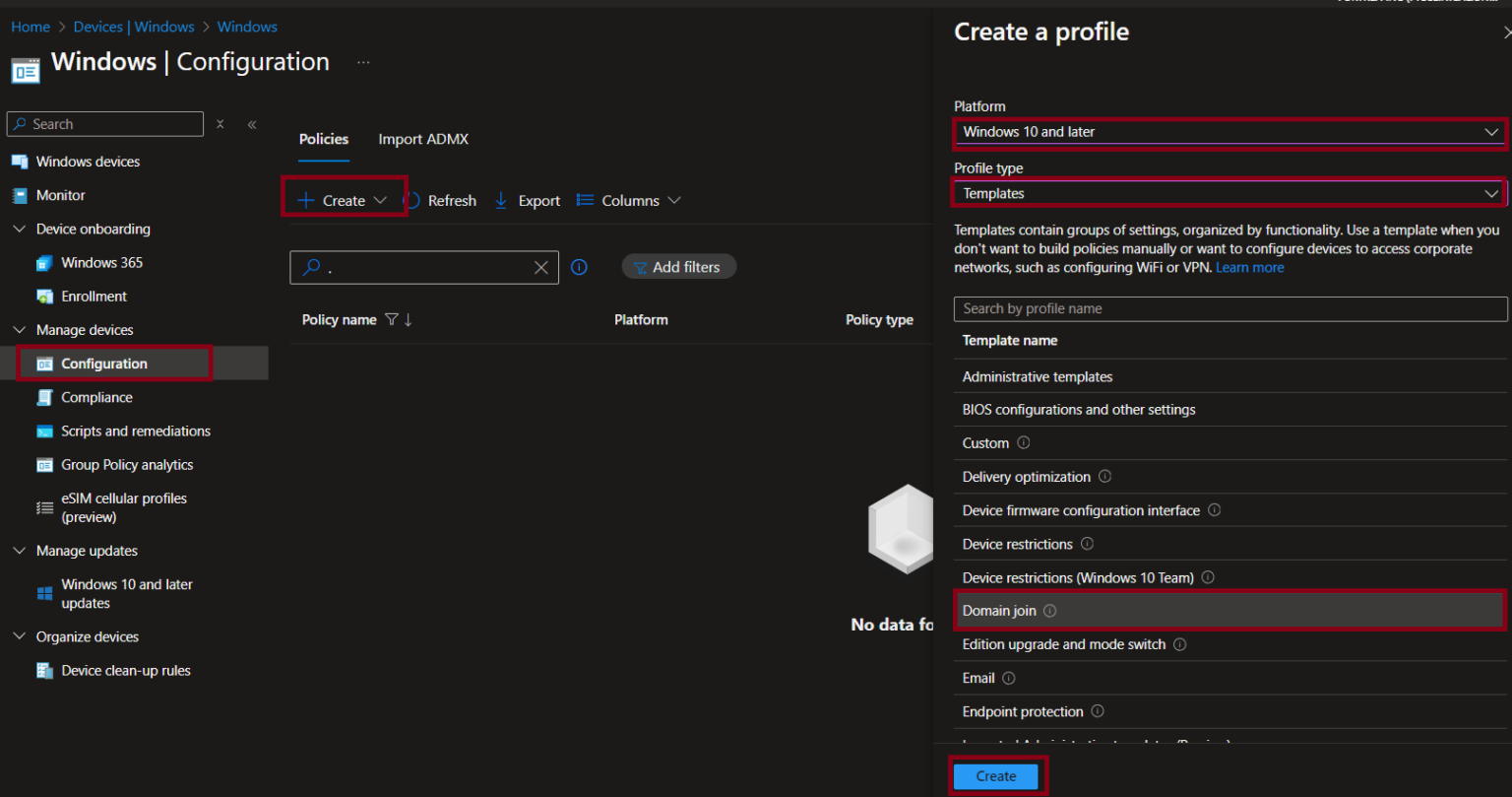 Create an offline domain join configuration profile in Intune ...