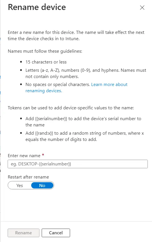 Intune Rename device