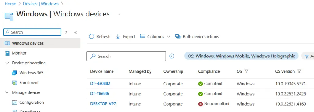 Intune Windows devices