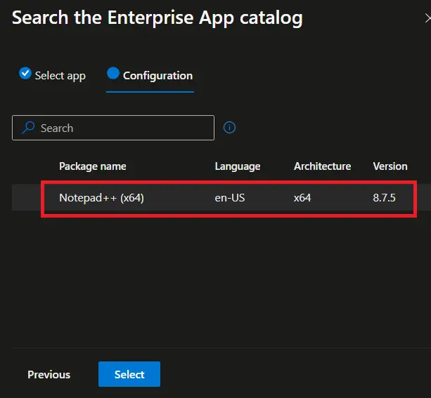 Deploy Win32 app from Intune Enterprise catalog