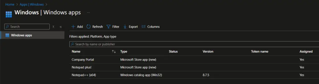 Intune Windows Apps