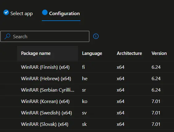 Intune enterprise catalog WINRAR