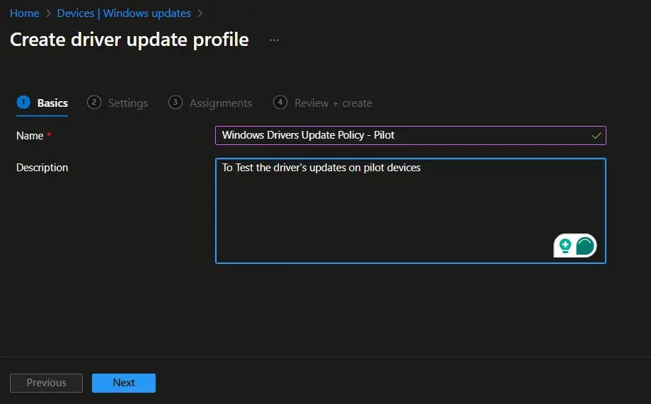Intune driver update policy