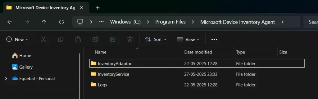Microsoft device inventory agent folder