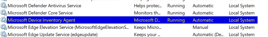 Microsoft Device inventory Agent service