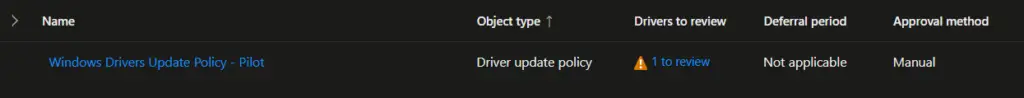 Intune driver update policy.