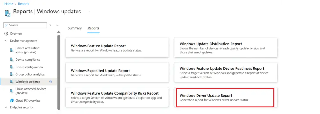 Windows Driver Update Report