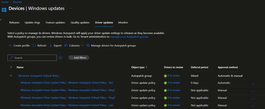 Windows autopatch driver updates