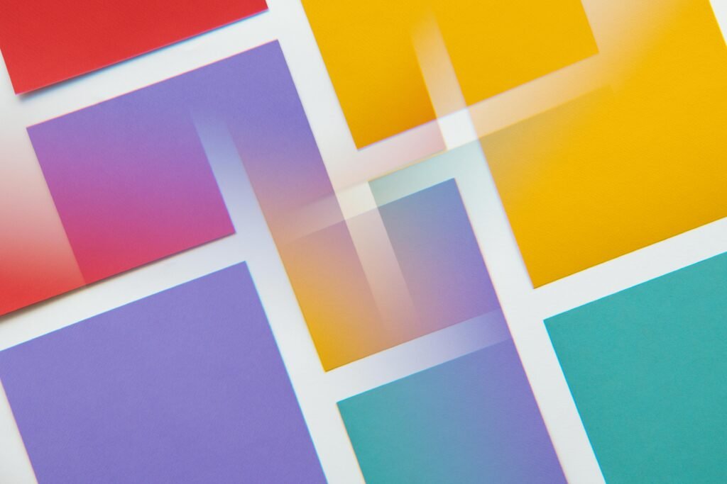 Dynamic abstract composition of colorful overlapping rectangles with a modern design.