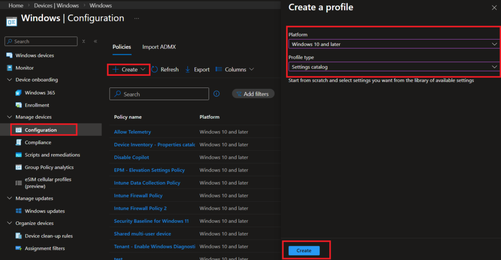 Create Configuration profile to Allow copilot in Edge