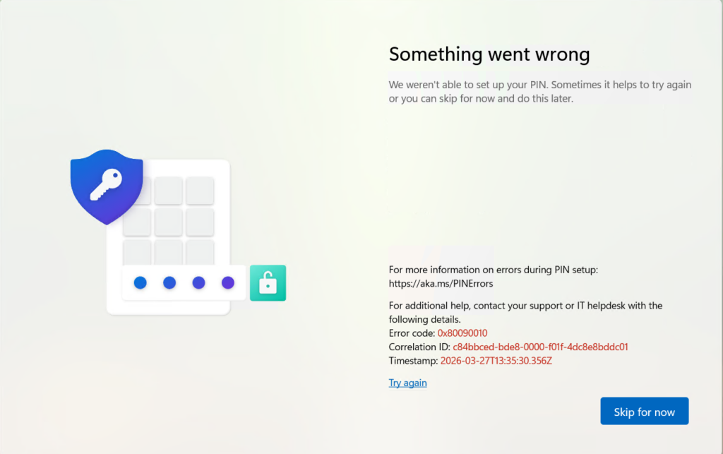 Fixing Windows Autopilot Error 0x80090010 During Windows Hello Setup ...