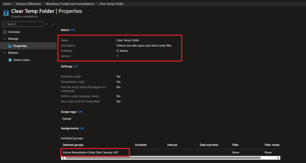 Intune remediation script automation