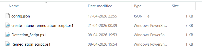 Intune remediation script automation Folder structure 