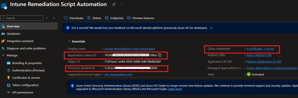 Entra ID App registration for Intune Automation