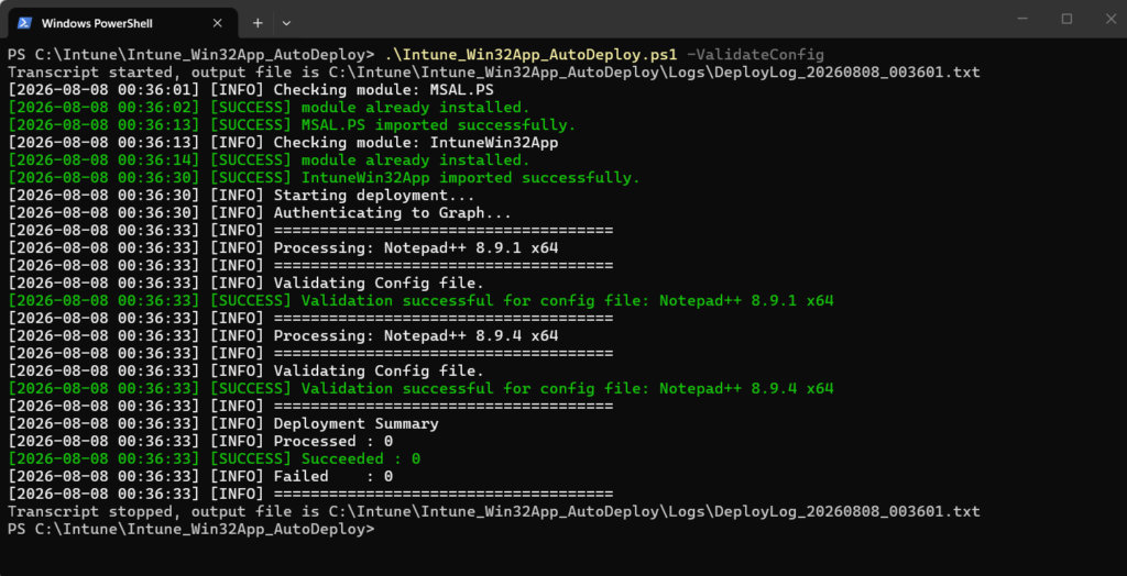 Intune win32 app deploy validation mode