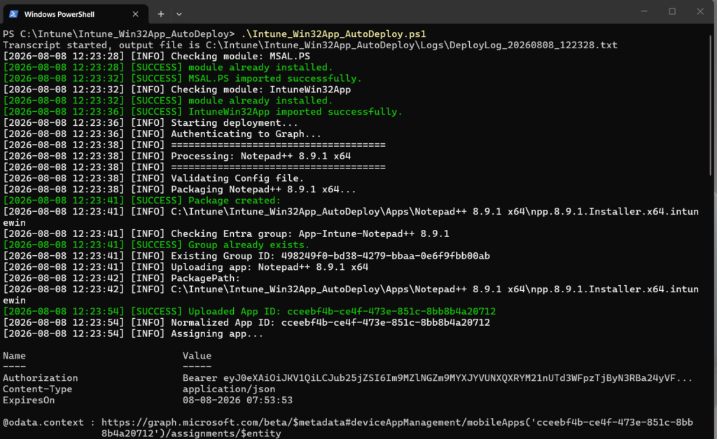 Intune Win32 app deploy deployment mode