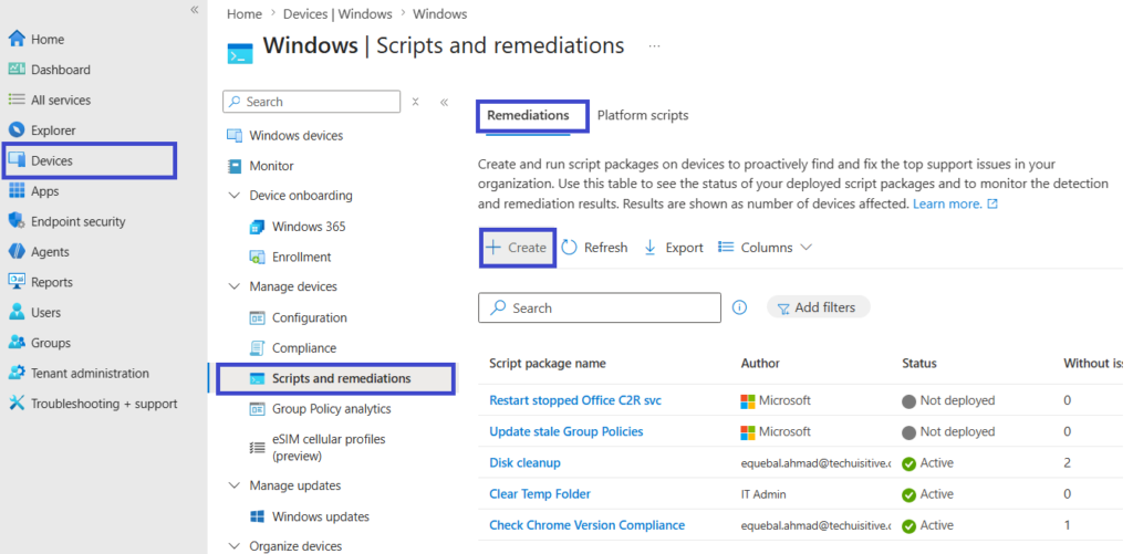 Intune remediation script