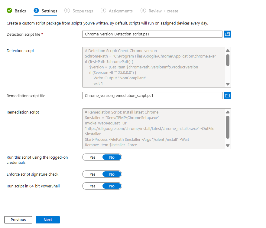 Intune remediation script