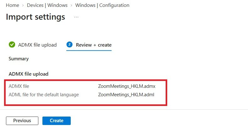 Review ADMX and ADML administrative template import