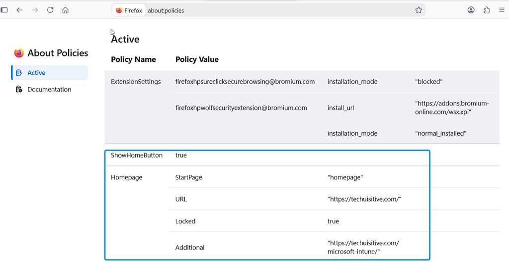 Verify Firefox policy