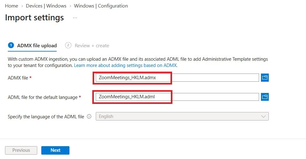 import ADMX and ADML