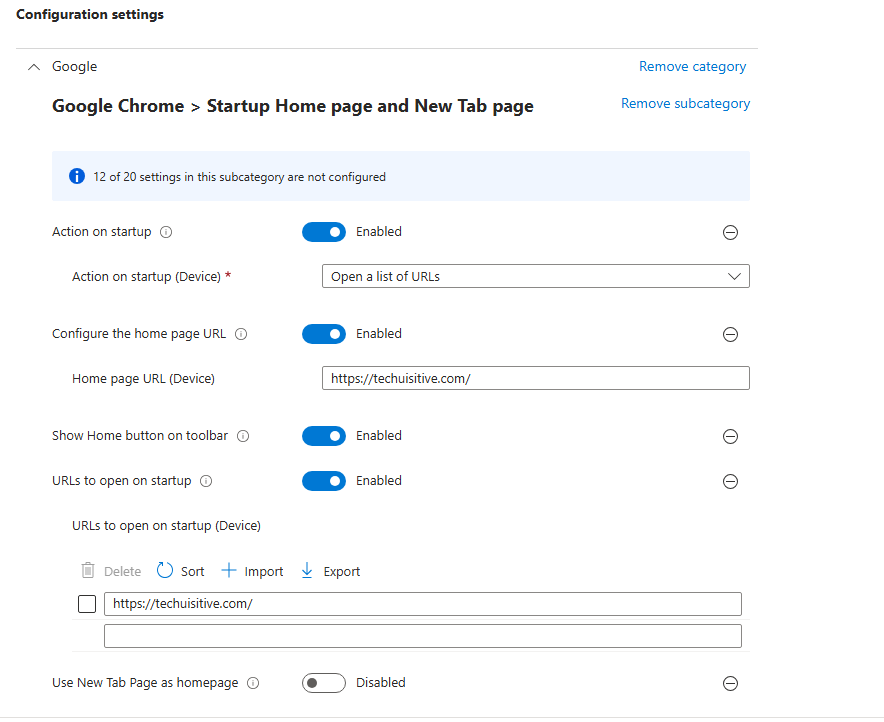 Google Chrome Startup Home page and New Tab page